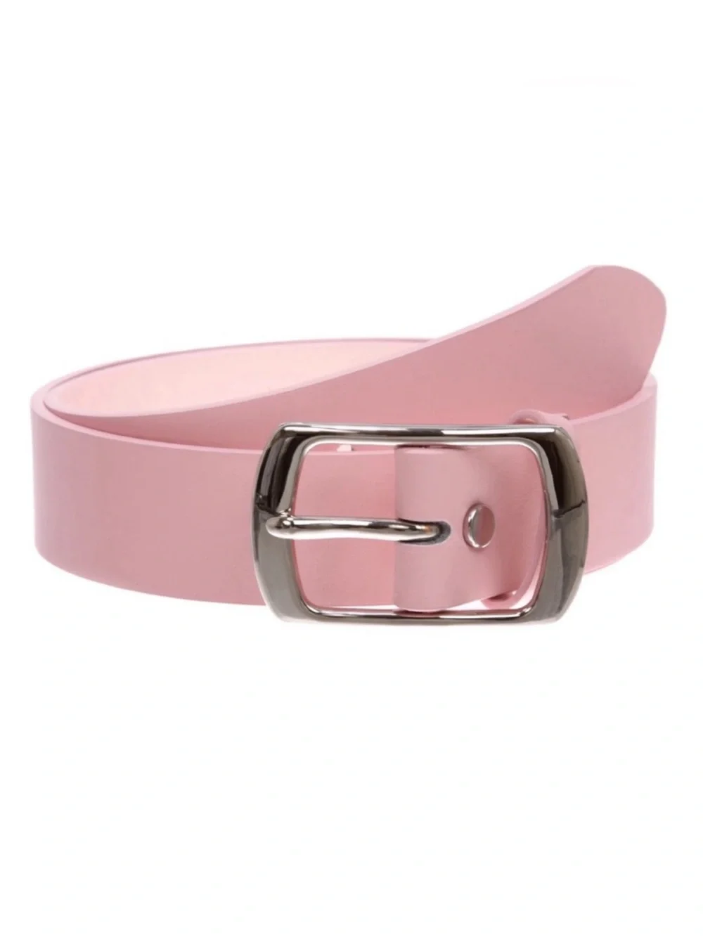 Women’s Light Pink Casual PU Leather Belt With Square Single Prong Buckle, XL
